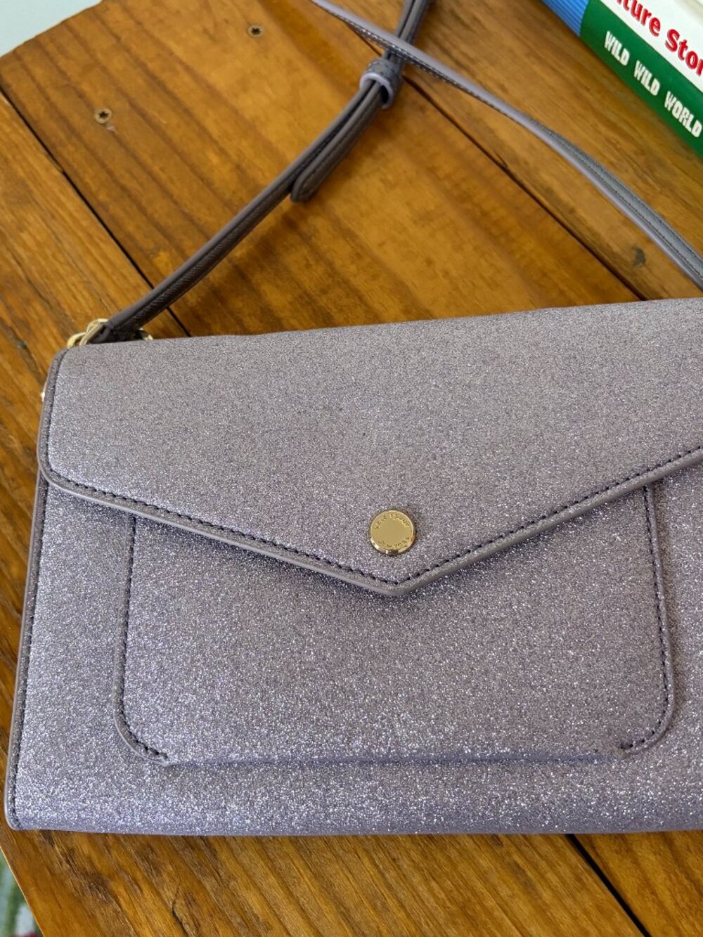 Kate Spade Tinsel Glitter Flap Crossbody Bag Lilac Frost ✨